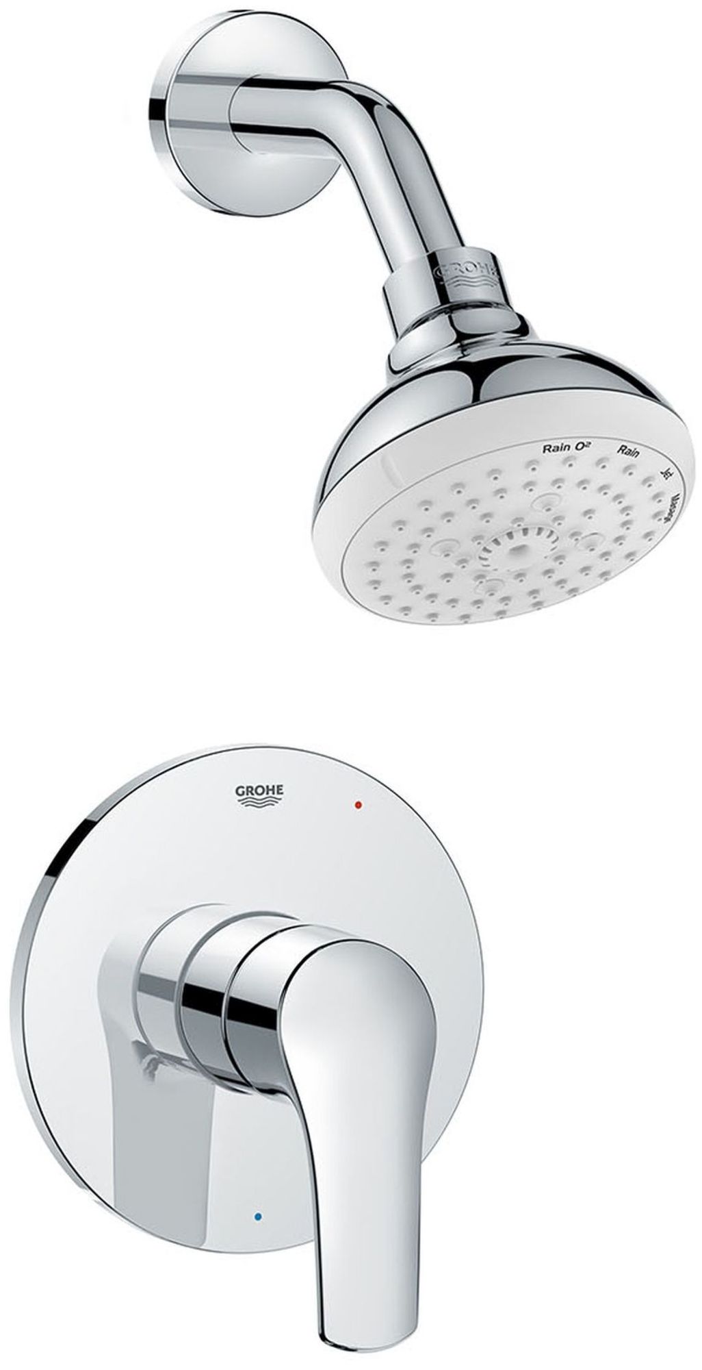 Grohe 10 252 1 Eurosmart Shower Only Trim Package with 1.75 GPM Multi Function Shower Head with EcoJoy DreamSpray and SpeedClean Technologies and