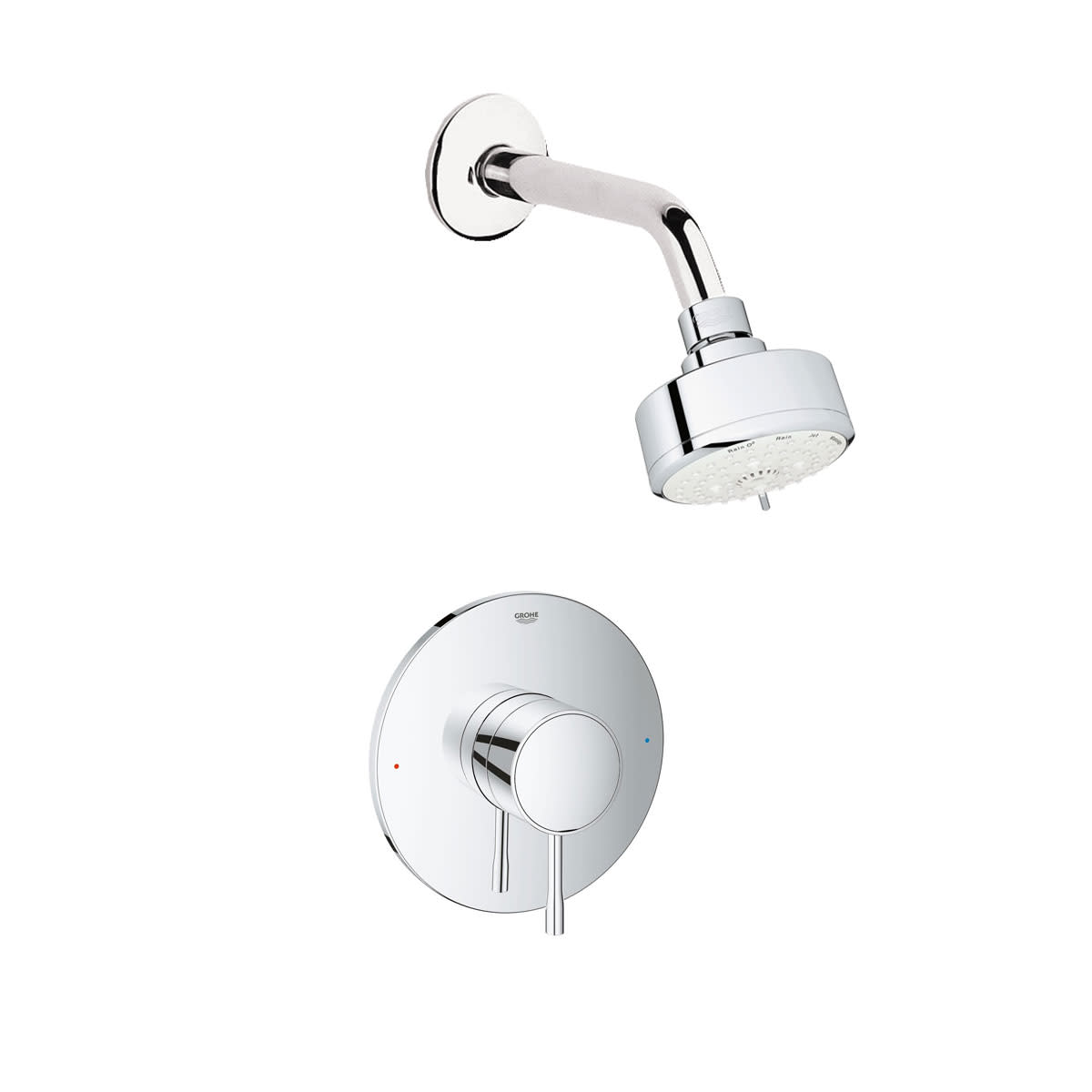 Grohe GSS-Essence-PB-1 Essence Shower Only Package with 1.75 GPM Multi Function Shower Head - Valve Included Starlight Chrome Showers Shower Only
