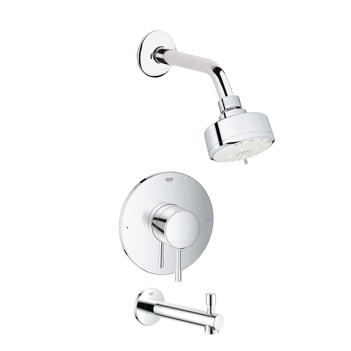 Grohe GSS-Essence-PB-3 Essence Tub and Shower Package with 1.75 GPM Multi Function Shower Head - Valve Included Starlight Chrome Showers Tub and