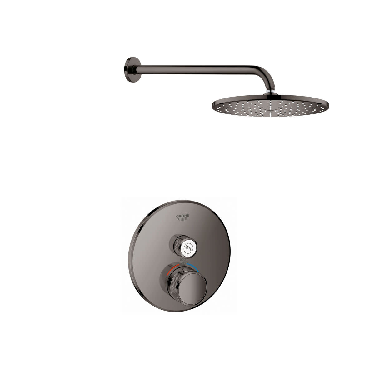 Grohe GSS-Grohtherm-CIR-12 Grohtherm Thermostatic Shower Only Package with 1.75 GPM Single Function Shower Head - Valve Included Hard Graphite Showers