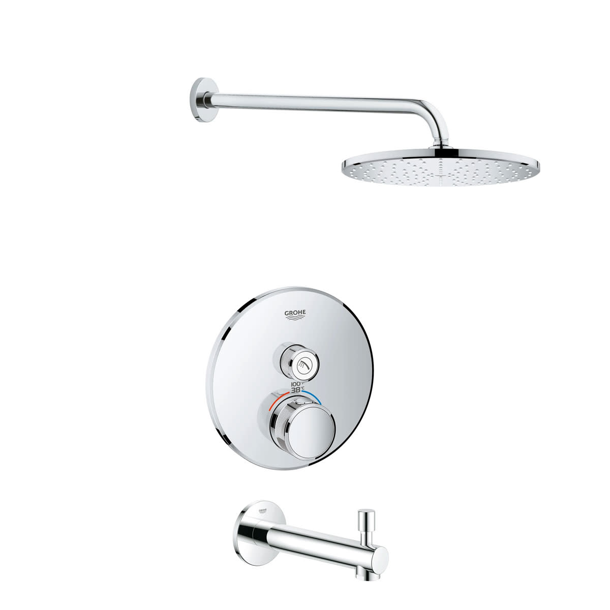 Grohe GSS-Grohtherm-CIR-14 Grohtherm Thermostatic Tub and Shower Package with 1.75 GPM Single Function Shower Head - Valve Included Starlight Chrome