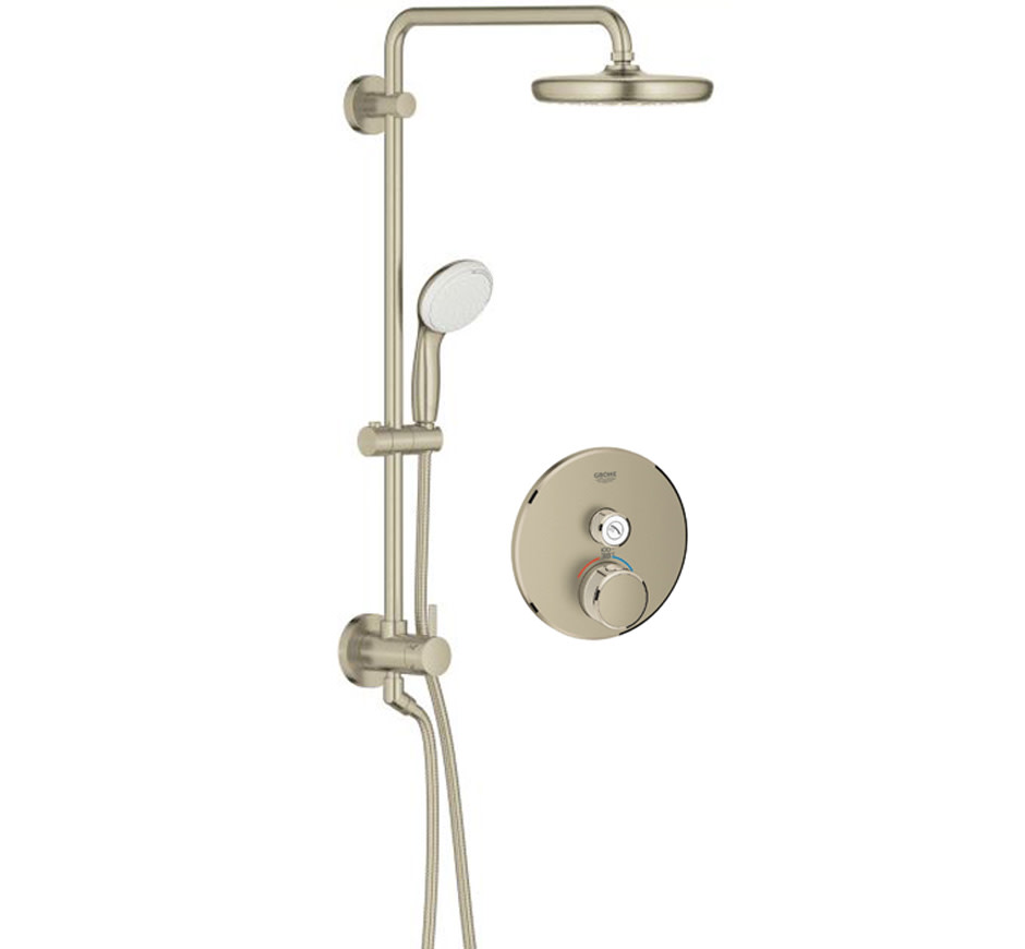 Grohe GSS-Retrofit-8 SmartControl Shower System with Shower System and Valve Trim Brushed Nickel Showers Shower System Thermostatic