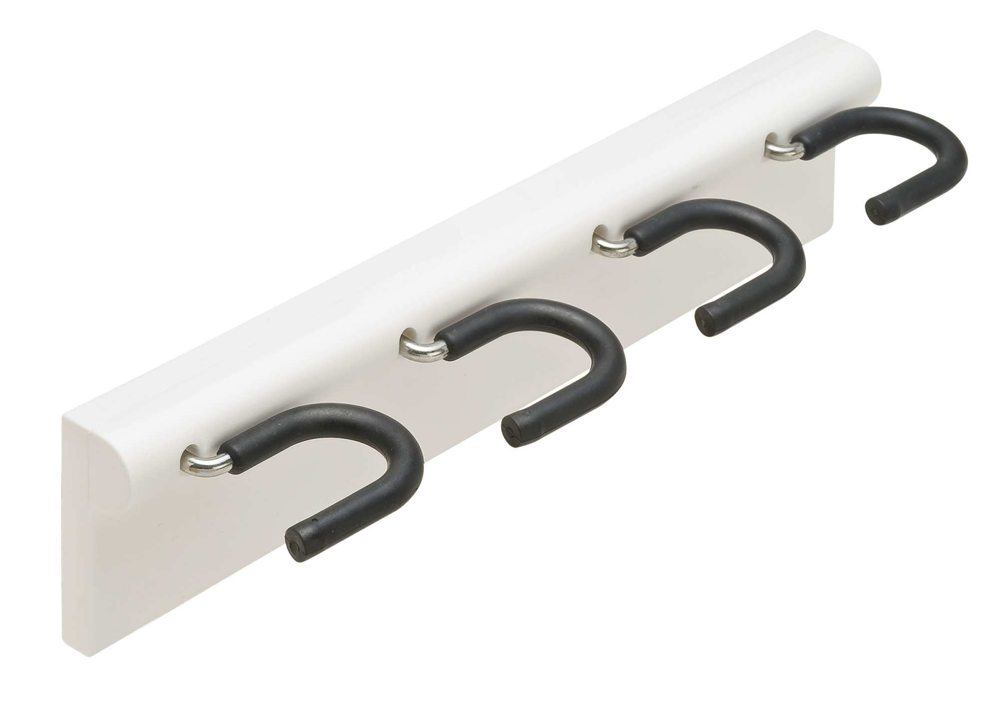 Hafele 520.44.00 12.5" Wall Mounted 4 Hook Broomstick Holder White Storage and Organization Cabinet and Kitchen Organizers Hooks