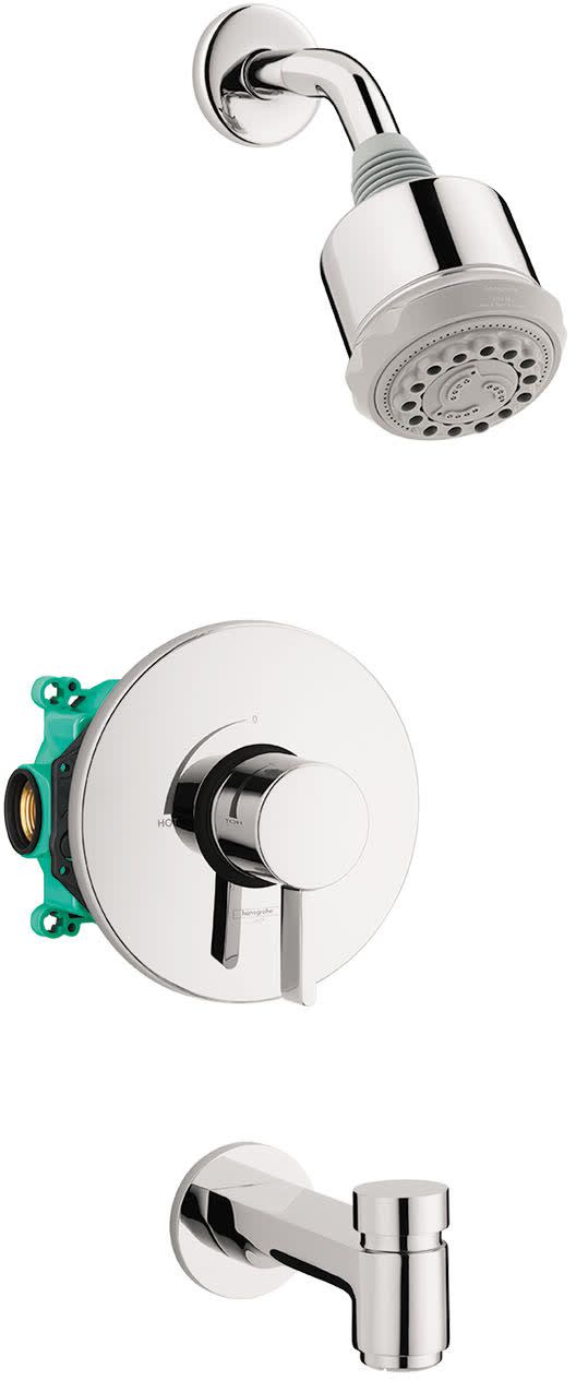 Hansgrohe 04906 Clubmaster Tub and Shower Trim Package with 2.5 GPM Multi Function Shower Head - Includes Rough In Chrome Showers Tub and Shower