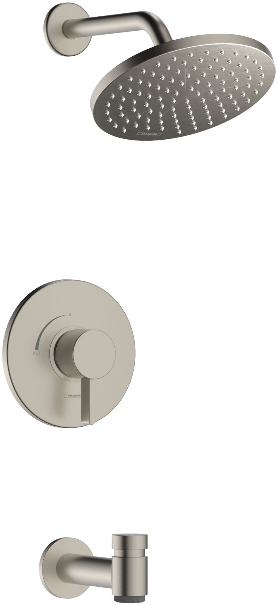 Hansgrohe 04956 Vernis Blend Tub and Shower Trim Package with 1.75 GPM Single Function Shower Head Brushed Nickel Showers Tub and Shower Pressure