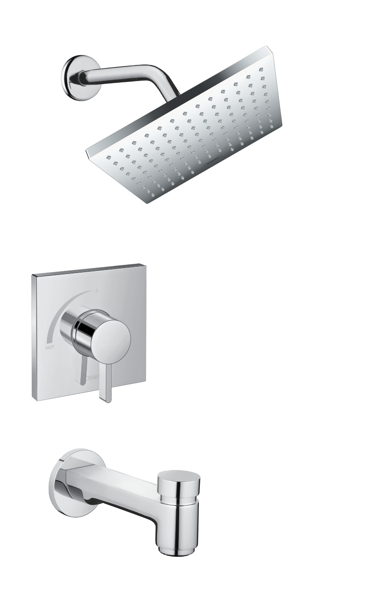 Hansgrohe 04963 Vernis Blend Tub and Shower Trim Package with 1.5 GPM Single Function Shower Head Chrome Showers Tub and Shower Pressure Balanced