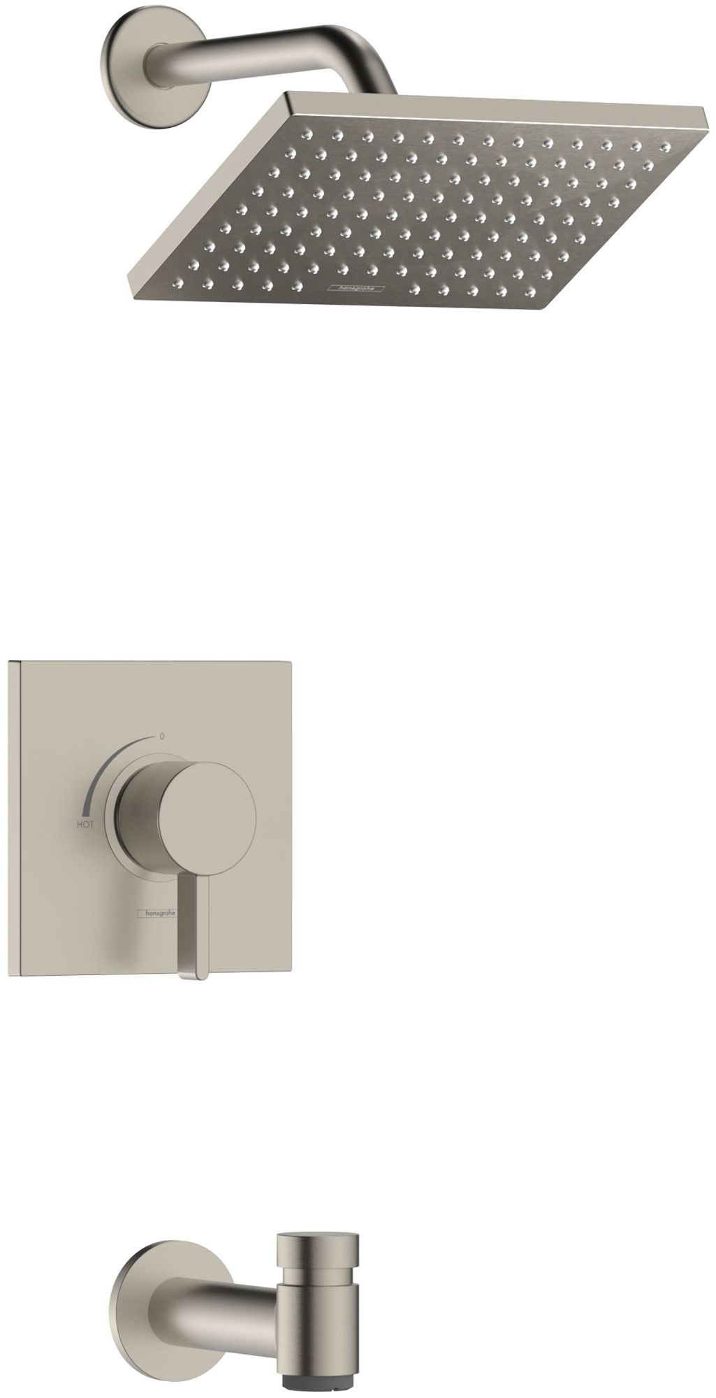 Hansgrohe 04963 Vernis Blend Tub and Shower Trim Package with 1.5 GPM Single Function Shower Head Brushed Nickel Showers Tub and Shower Pressure