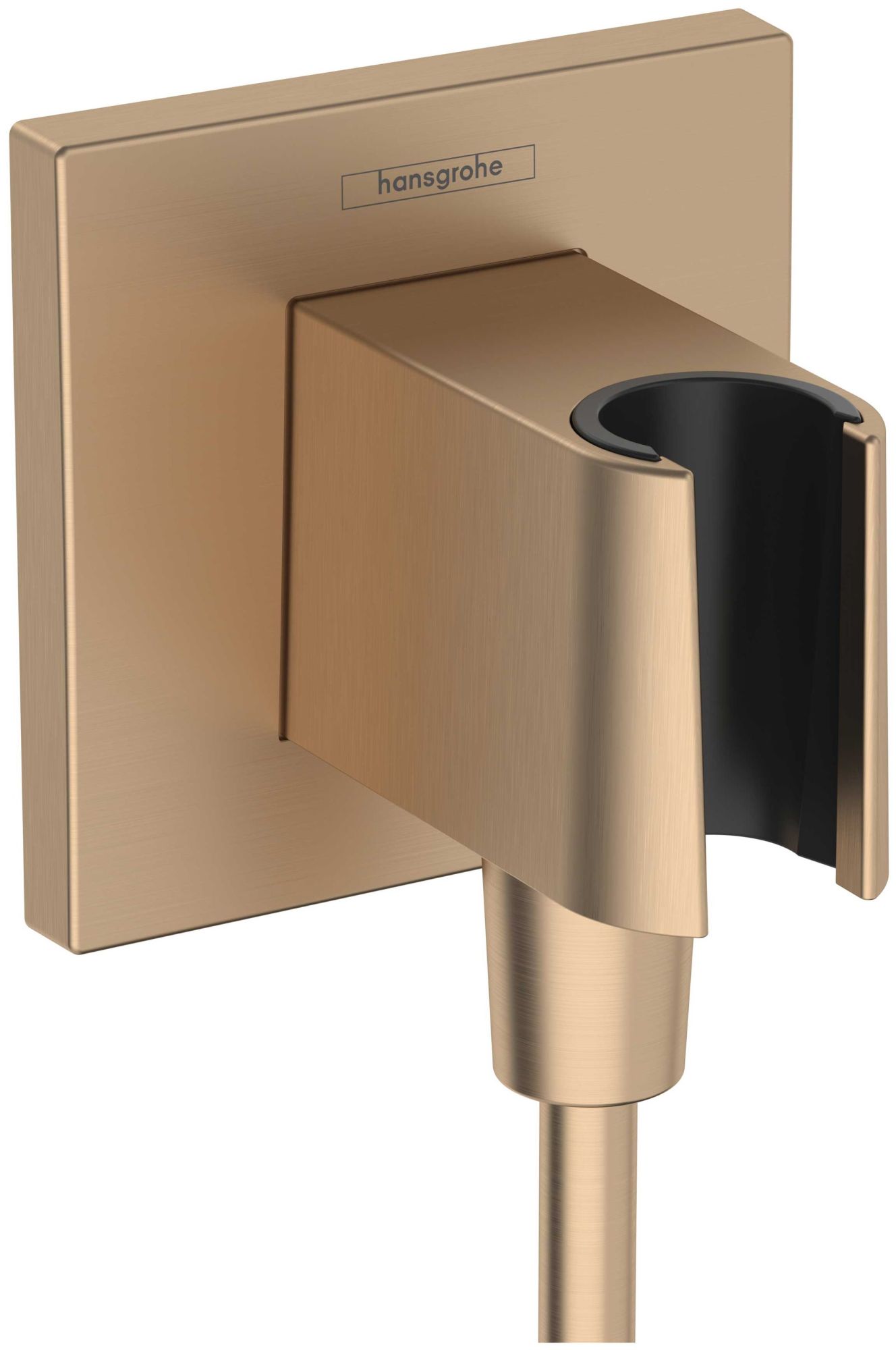 Hansgrohe 26889 FixFit E Square Wall Elbow with Handshower Holder - Less Hose Brushed Bronze Bath and Shower Accessories Shower Components Hand Shower