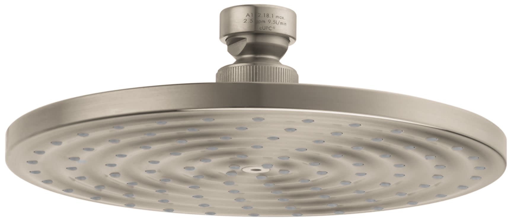 Hansgrohe 26922 Raindance S 2.5 GPM Single Function Rain Shower Head with QuickClean Technology Brushed Nickel Showers Shower Heads Single Function