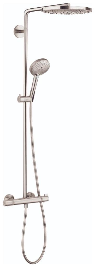 Hansgrohe 27129 Raindance Select S Thermostatic Showerpipe 240 2-Jet 2.5 GPM Brushed Nickel Showers Shower System Thermostatic