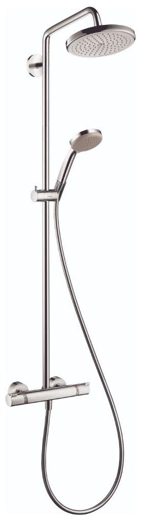 Hansgrohe 27185 Croma Thermostatic Showerpipe 220 1-Jet 2.5 GPM Chrome Showers Shower System Thermostatic