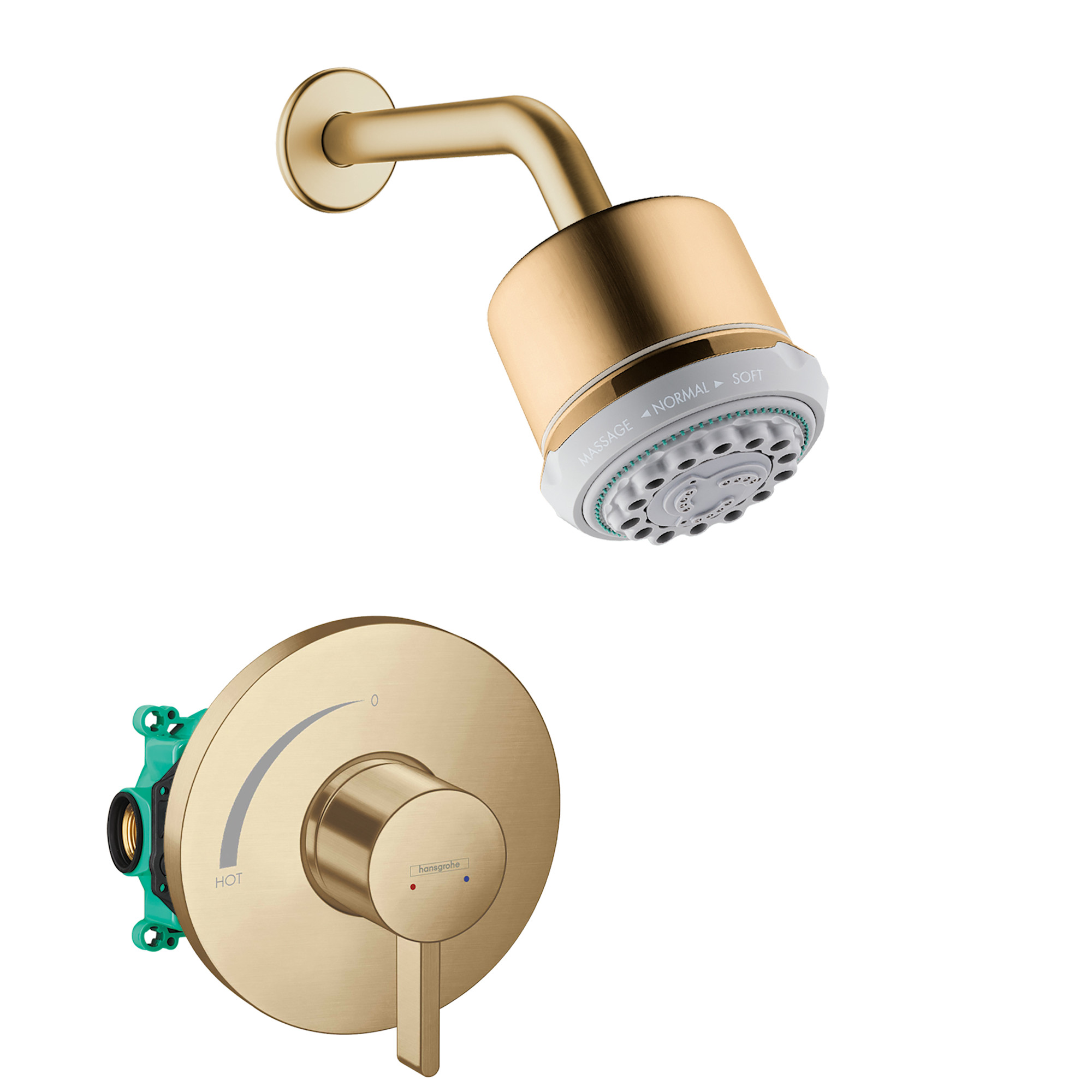 Hansgrohe HG-CLUB-2.5 Clubmaster Shower Only Trim Package with 2.5 GPM Multi Function Shower Head Shower Arm and Valve Trim - Includes Rough-In