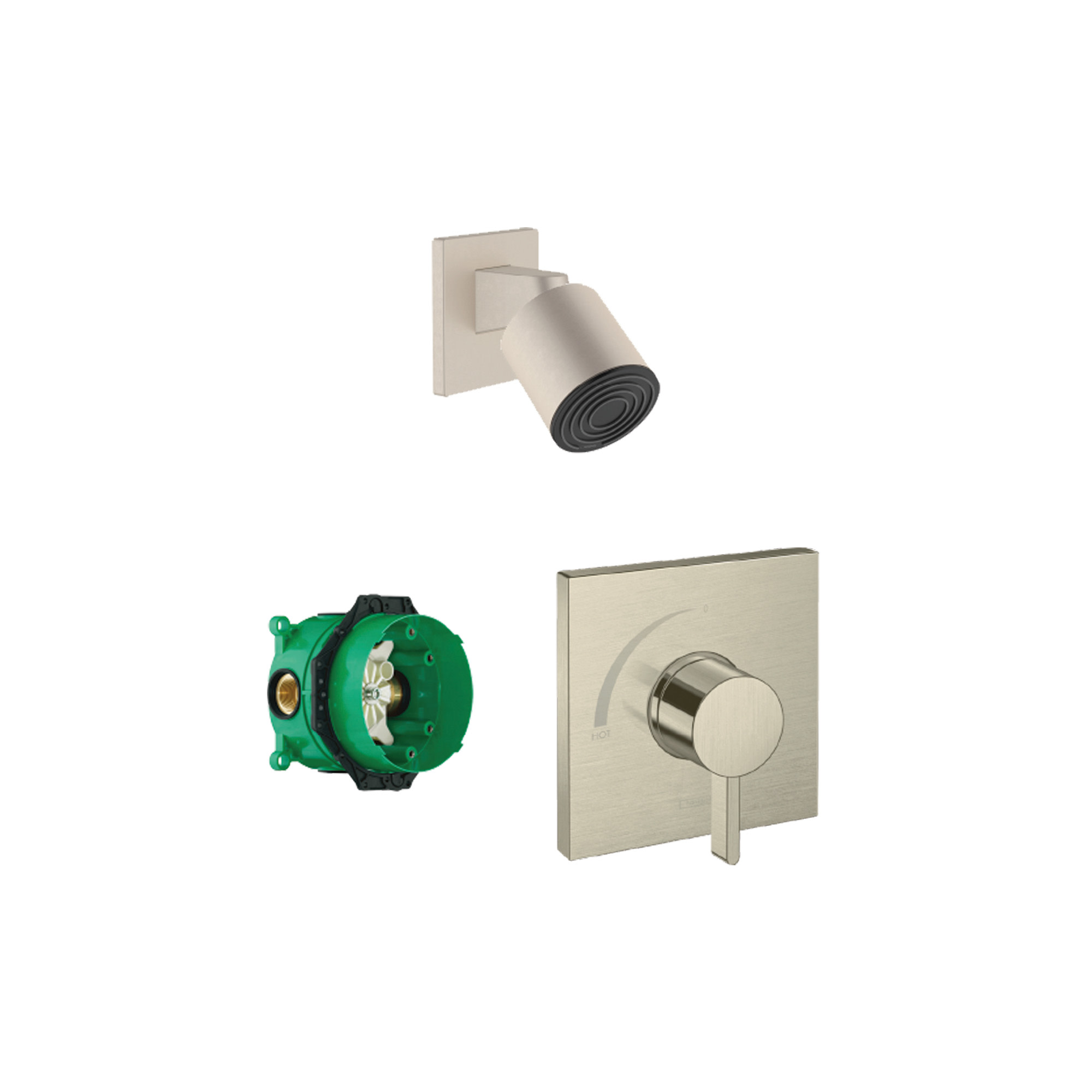 Hansgrohe HG-PULSIFYE-PB-1.75 Pulsify Shower Only Trim Package with 1.75 GPM Single Function Shower Head Valve Trim and Shower Arm - Includes