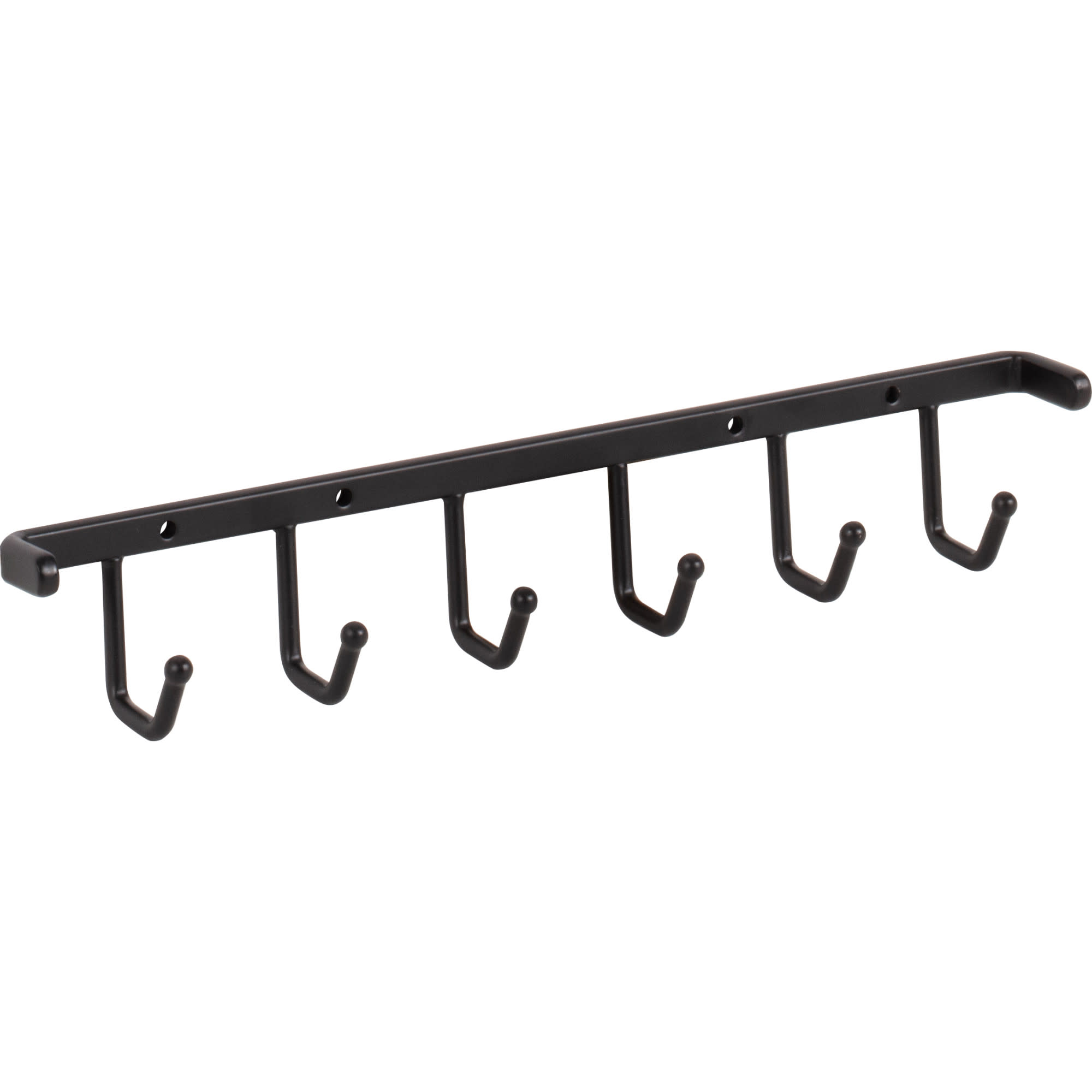 Hardware Resources 296B Closet System 11" Wide 6 Hook Screw Mount Belt Tie Scarf Rack Organizer Matte Black Storage and Organization Closet Organizers