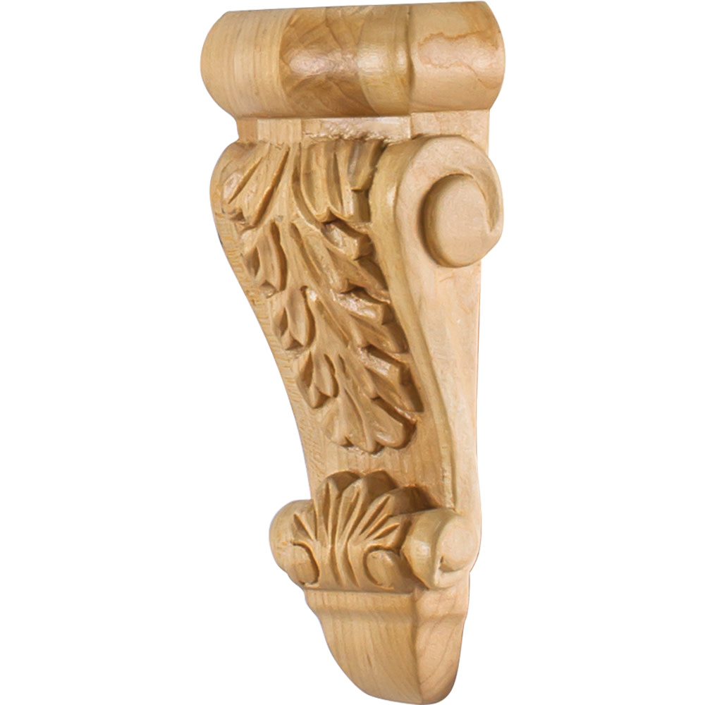 Hardware Resources CORK-1 Corbel with Acanthus Styling 6"H x 2-3/4"W x 1-3/8"D Natural Oak Millwork Corbels