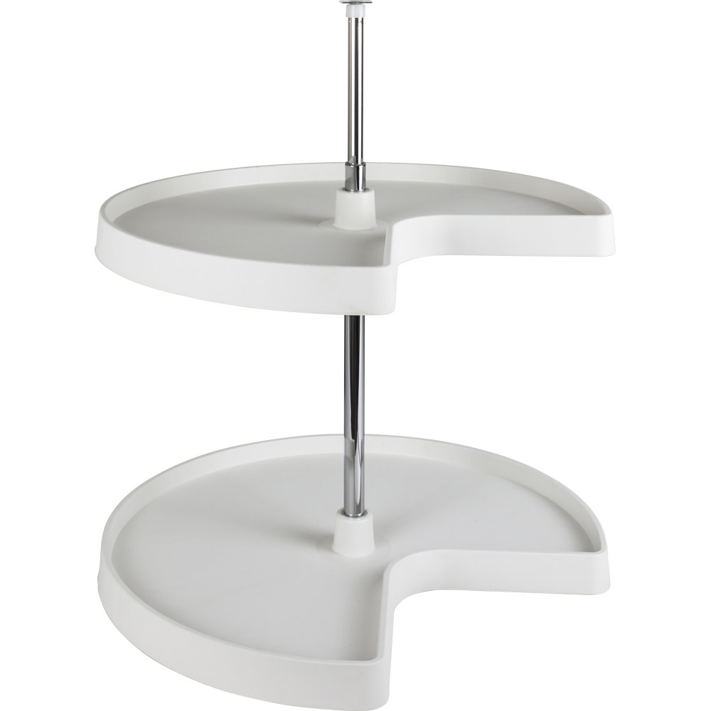 Photos - Wall Shelf Hardware Resources PLSK232 32 Inch Kidney Shaped 2 Shelf Lazy Susan Set with Adjustable 20.75-38 Inch Pole White Storage and