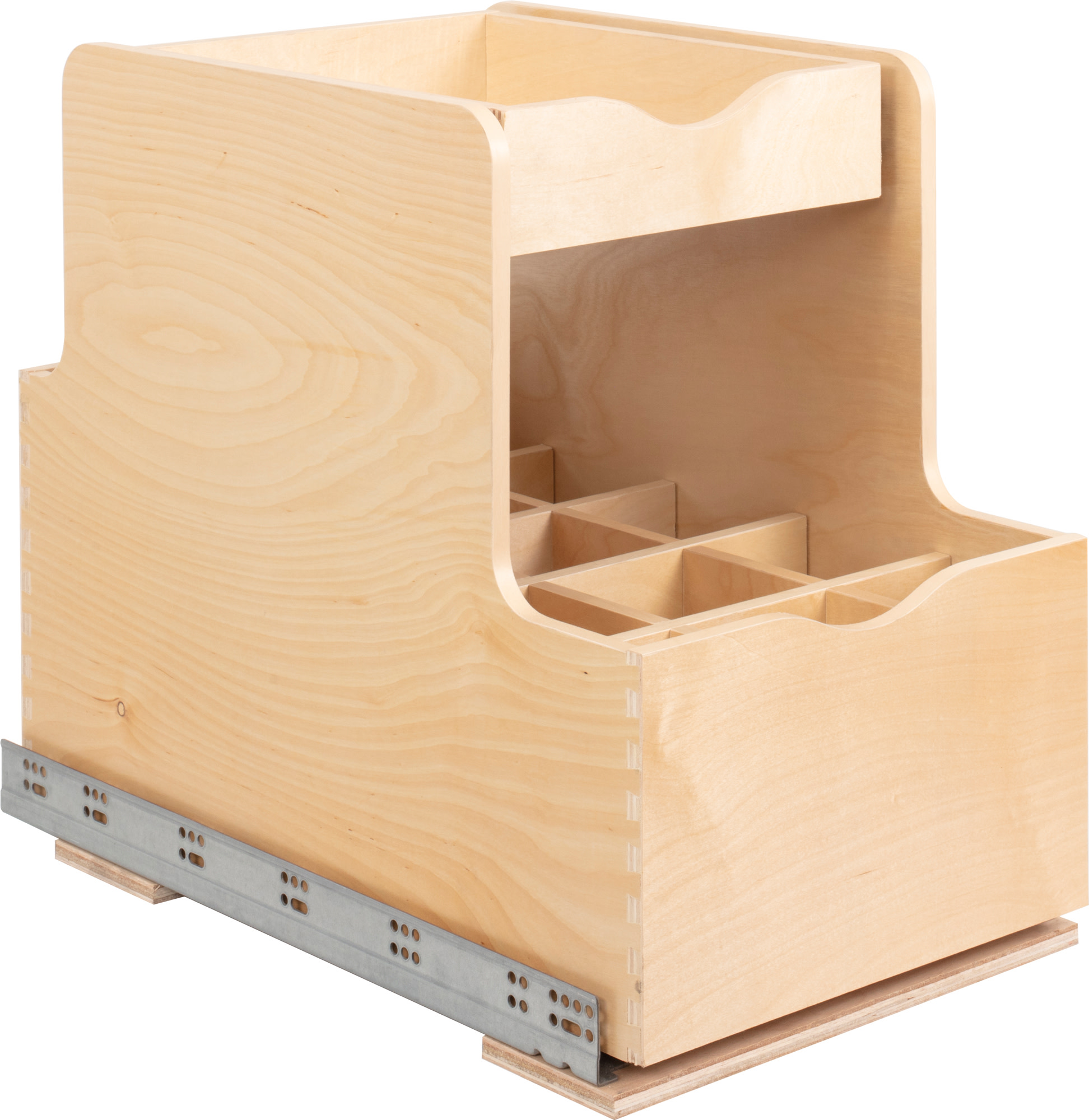 Hardware Resources ROBTD15 15" Wood Kitchen Cabinet Rollout Bottle Drawer for 18" Cabinets with Extra Top Shelf White Birch Storage and Organization