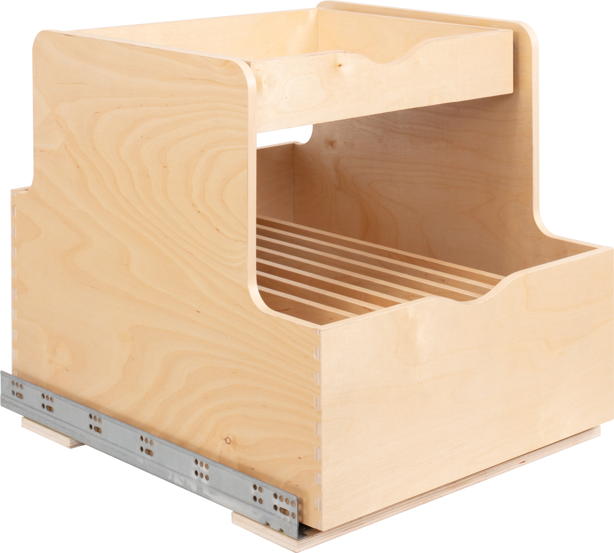 Hardware Resources ROCWD21 21" Wood Kitchen Cabinet Rollout Double Cookware Drawer for 24" Cabinets White Birch Storage and Organization Cabinet and