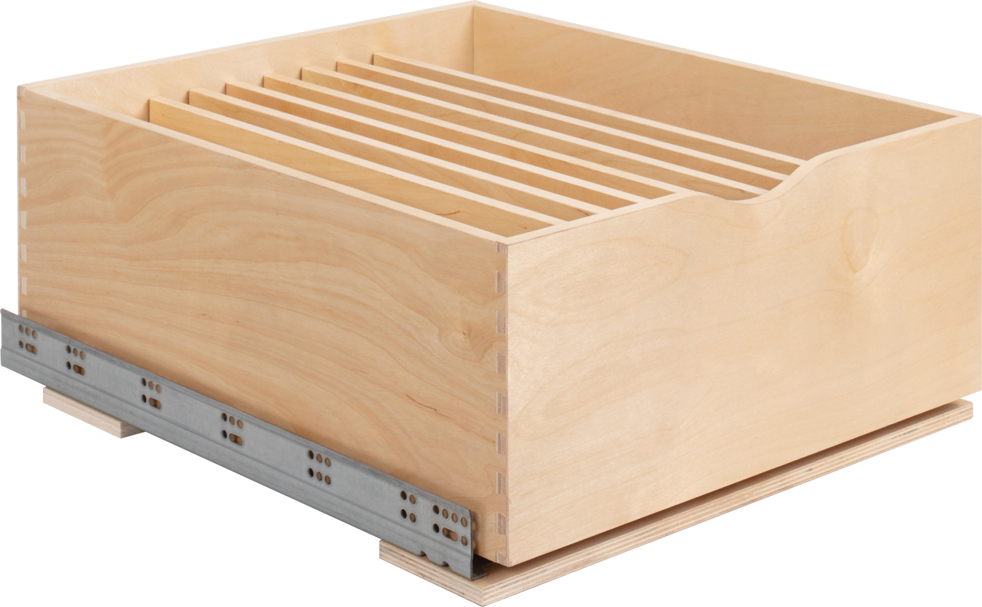 Hardware Resources ROCWS21 21" Wood Kitchen Cabinet Rollout Single Cookware Drawer for 24" Cabinets White Birch Storage and Organization Cabinet and