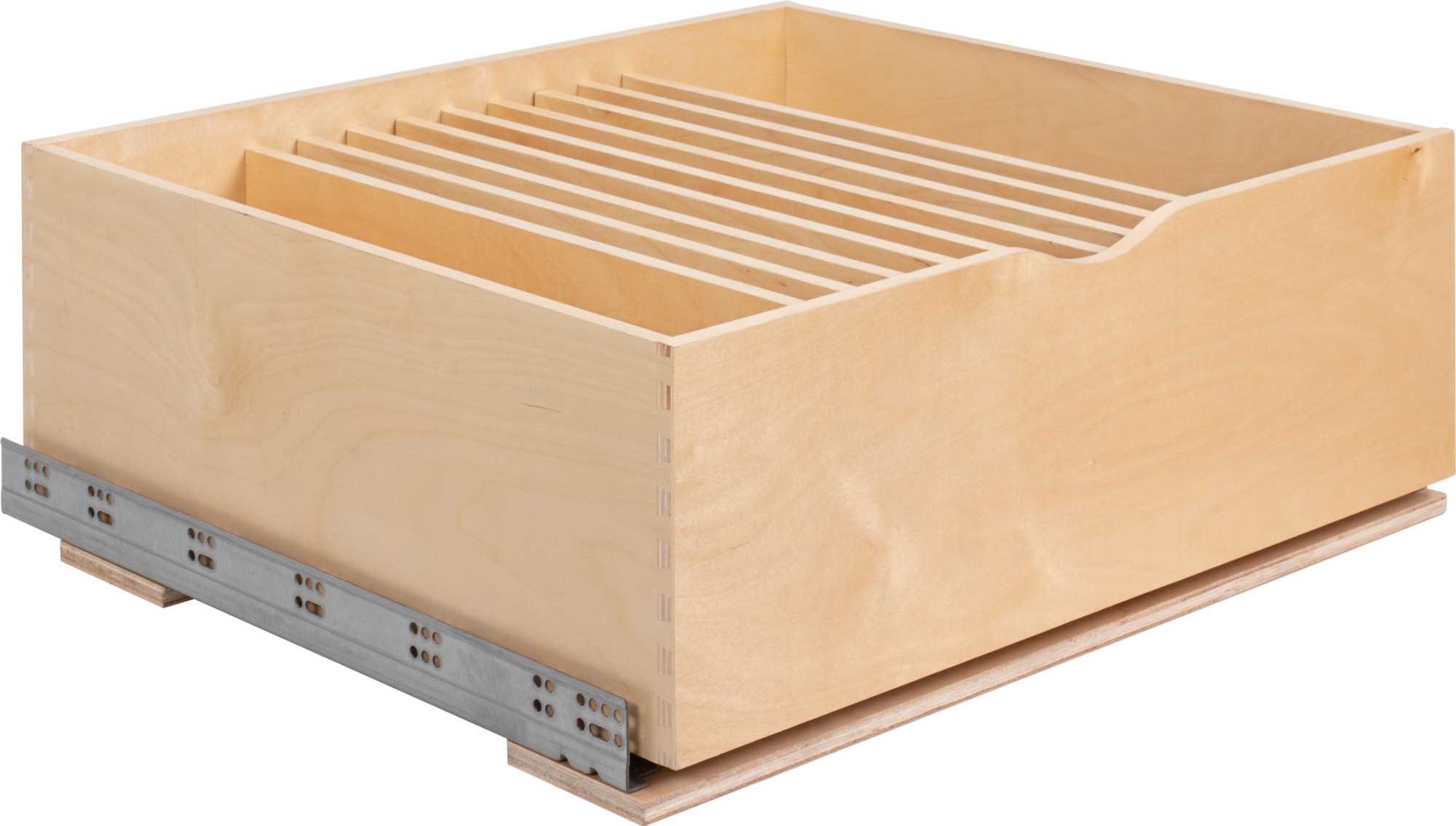 Hardware Resources ROCWS27 27" Wood Kitchen Cabinet Rollout Single Cookware Drawer for 30" Cabinets White Birch Storage and Organization Cabinet and