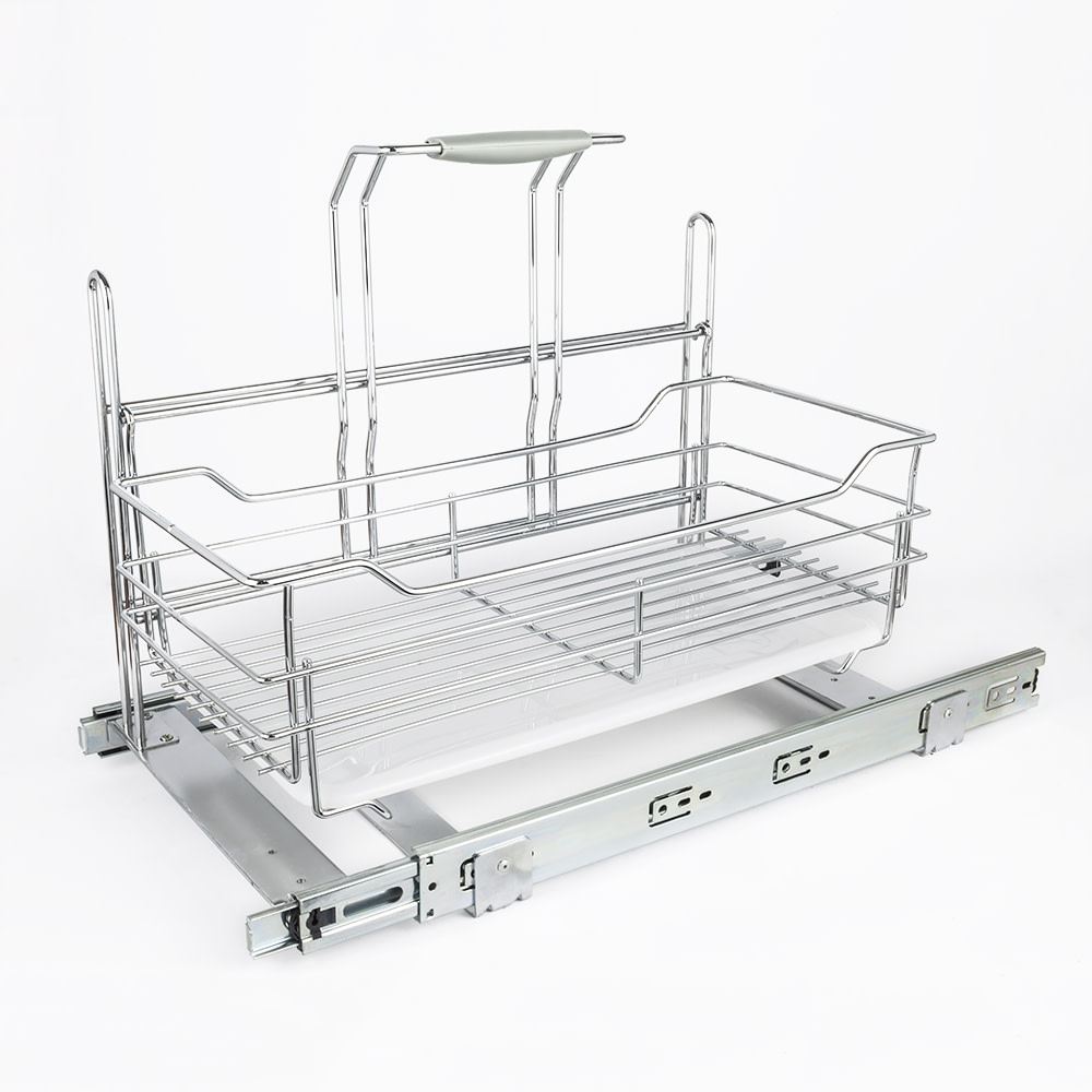 Hardware Resources SCPO2-R Pull Out Cabinet Shelf with Removable Caddy Chrome Storage and Organization Cabinet and Kitchen Organizers Pull Out Baskets
