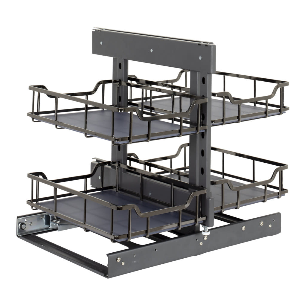 Hardware Resources SWS-BCS15 Storage With Style - Two Tier 4 Basket Blind Corner Cabinet Organizer - For 45" Blind Corner Cabinets Black Nickel