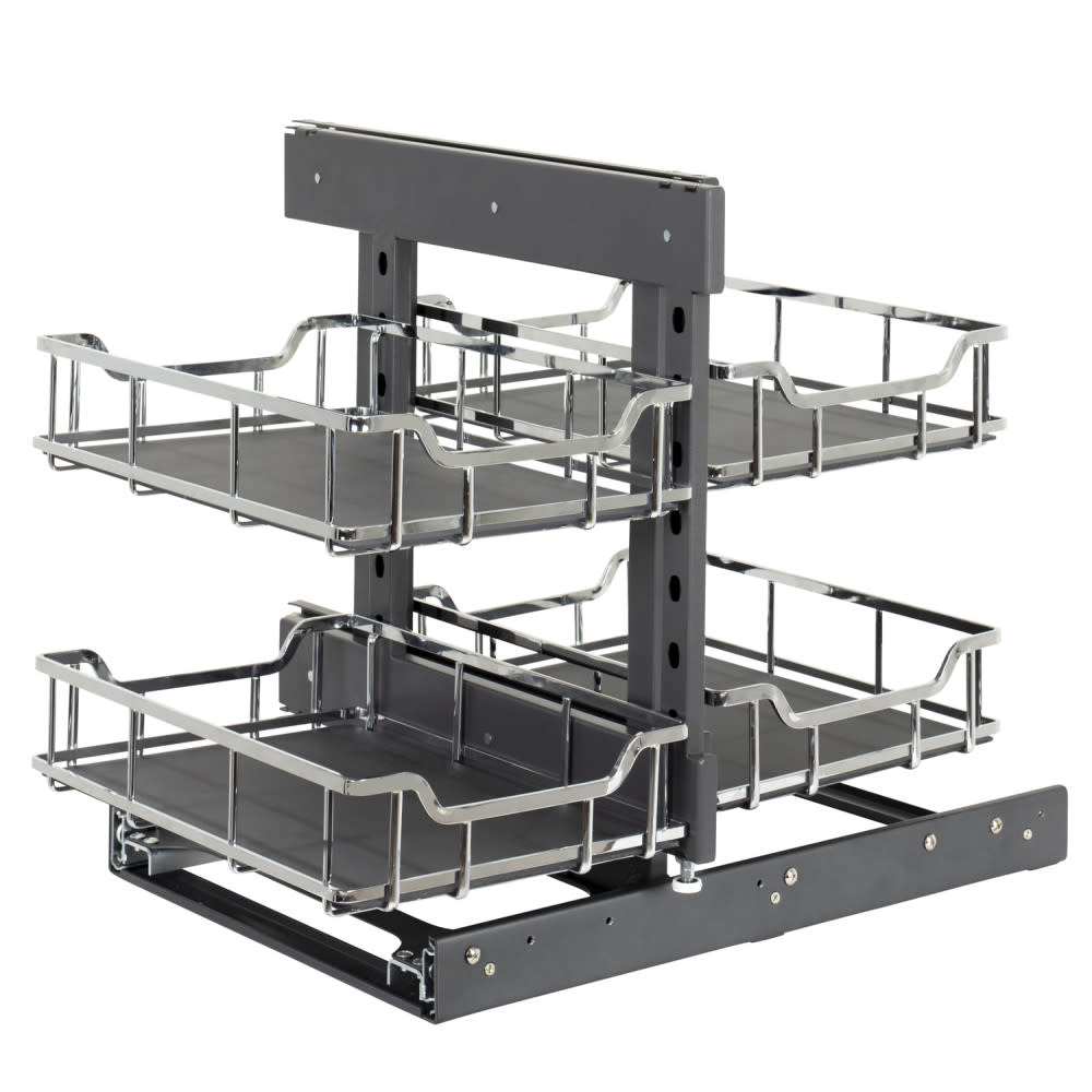 Hardware Resources SWS-BCS15 Storage With Style - Two Tier 4 Basket Blind Corner Cabinet Organizer - For 45" Blind Corner Cabinets Polished Chrome