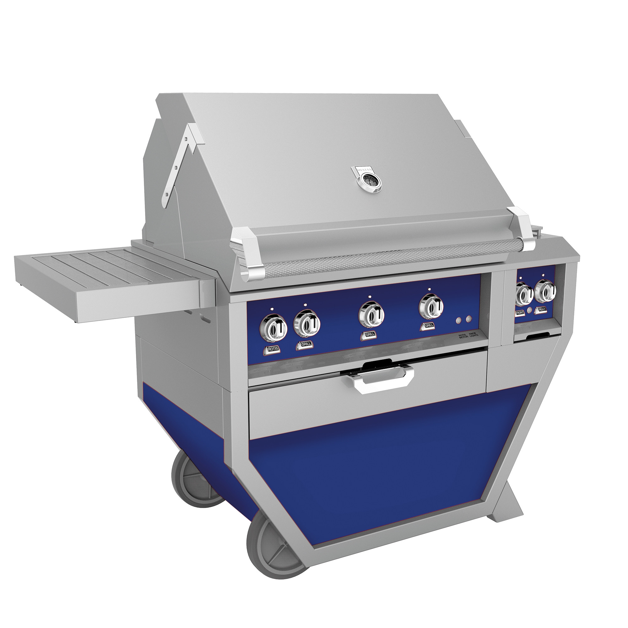 Hestan GABR36CX2LPBU 36 inch Outdoor Deluxe Built-In Grill with 647 sq. in. Cooking Area, 119000 Total BTU, Infrared Top Burner, Halogen Stadium, Patented Heavy-Duty Horizon Hood (Prince Blue, Liquid Propane)