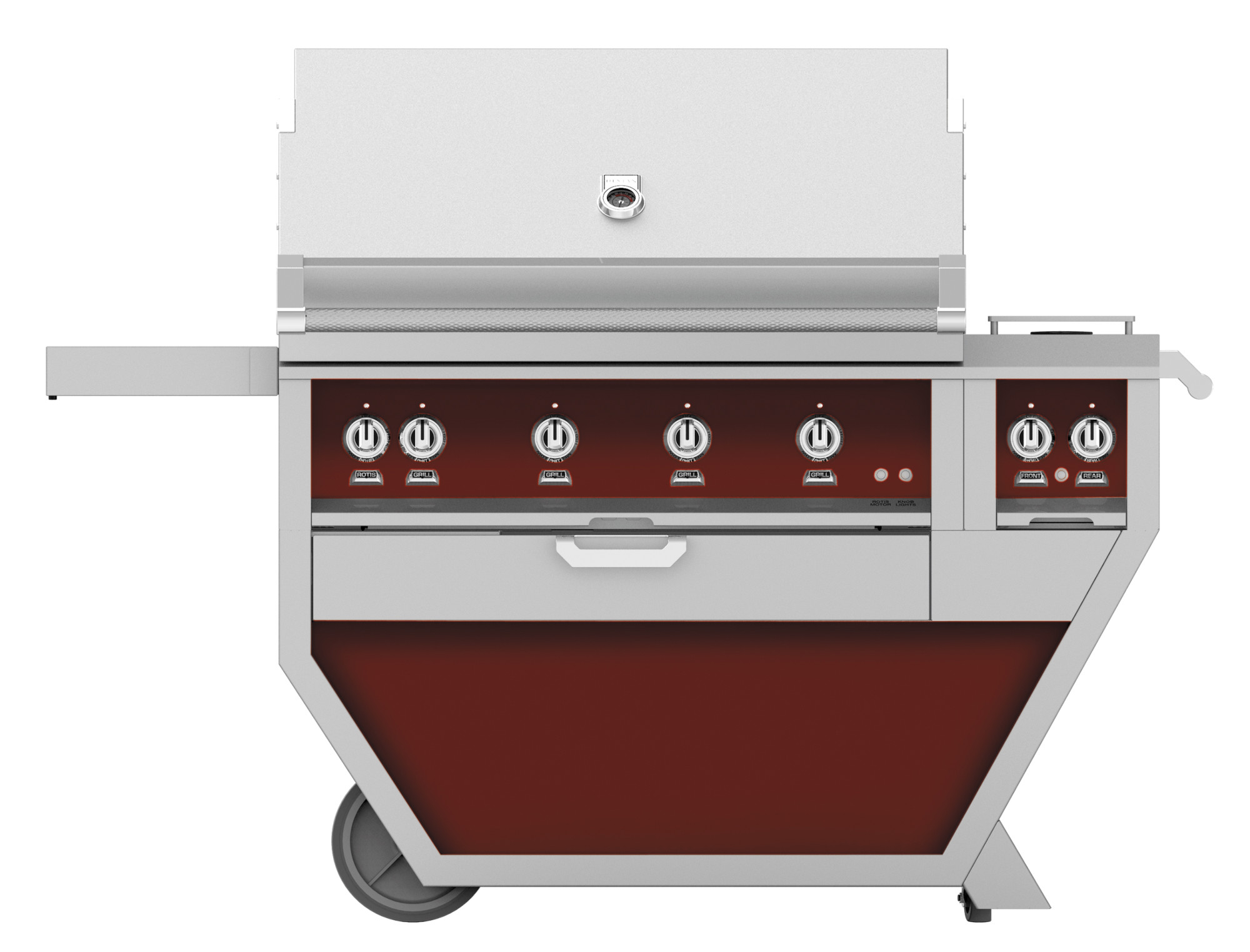 Hestan GMBR42CX2NGBG 42" Deluxe Gas Grill with 774 sq. in. Cooking Surface, Infrared Sear Burner, Hot Surface Ignition System, Portable Wheels (Burgundy, Natural Gas)