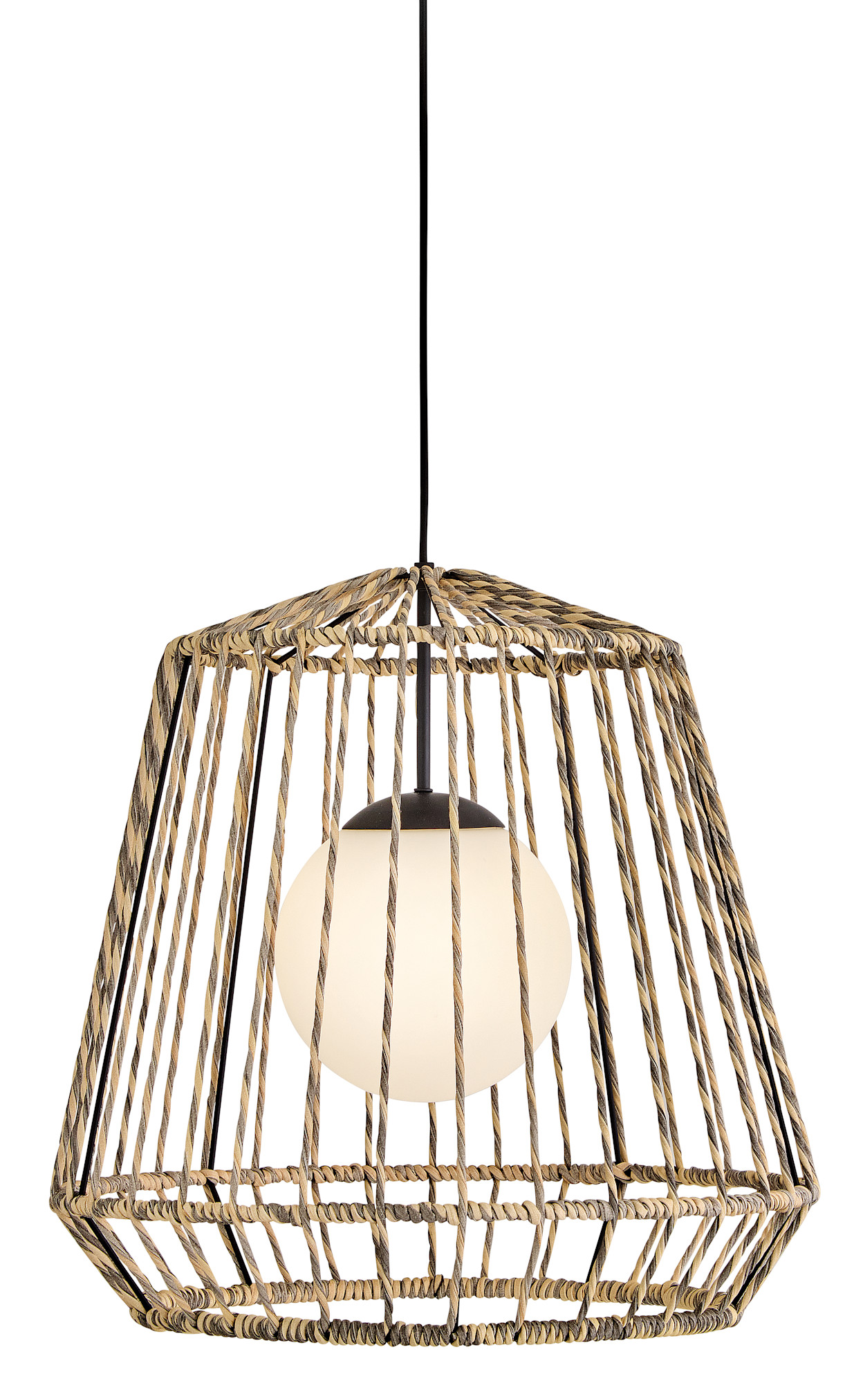 Photos - Floodlight / Street Light Hinkley Lighting 10394-LV Arlen 1 Light 24" Wide 12v Open Air Outdoor Pendant with All-Weather Rattan Shade Black Outdoor Li 