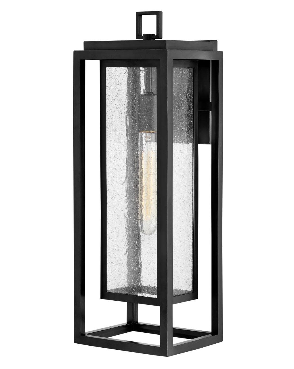 Photos - Floodlight / Street Light Hinkley Lighting 1005 Republic 1 Light 20" Tall Coastal Elements Outdoor Wall Sconce with Seedy Glass Shade Black Outdoor Li 