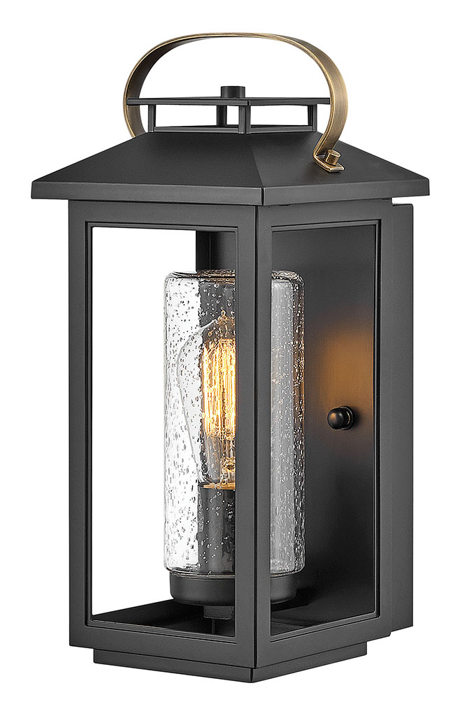 Photos - Floodlight / Street Light Hinkley Lighting 1160 Atwater Single Light 14" Tall Coastal Elements Outdoor Wall Sconce with Clear Seedy Glass Black Outdoo 