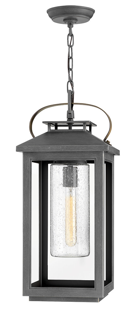 Photos - Floodlight / Street Light Hinkley Lighting 1162 Atwater 120v 1 Light 9.5" Wide Coastal Elements Outdoor Pendant with Clear Seedy Glass Ash Bronze Outd 