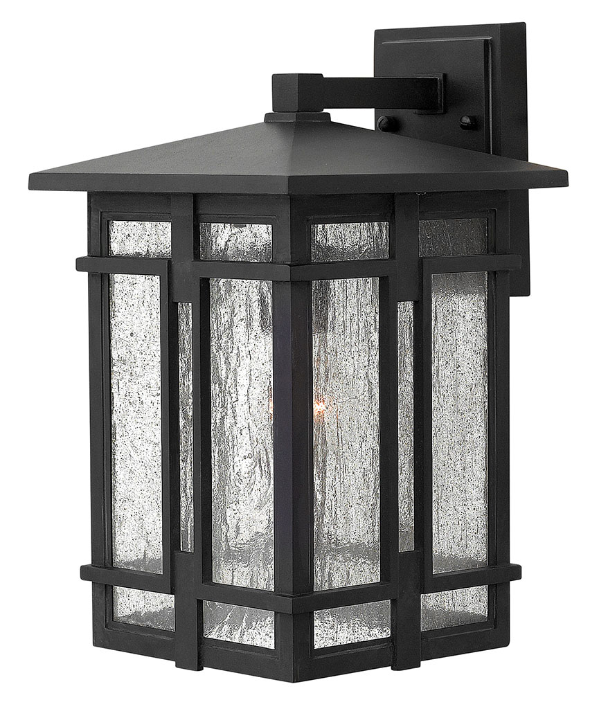 Photos - Floodlight / Street Light Hinkley Lighting 1964 Tucker 1 Light 14" Tall Lantern Wall Sconce with Clear Seedy Glass Shades Museum Black Outdoor Lightin 