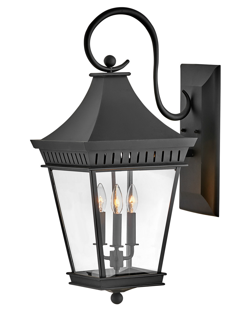 Photos - Floodlight / Street Light Hinkley Lighting 27094 Chapel Hill 3 Light 30" Tall Wall Sconce Museum Black Outdoor Lighting Wall Sconces 27094MB