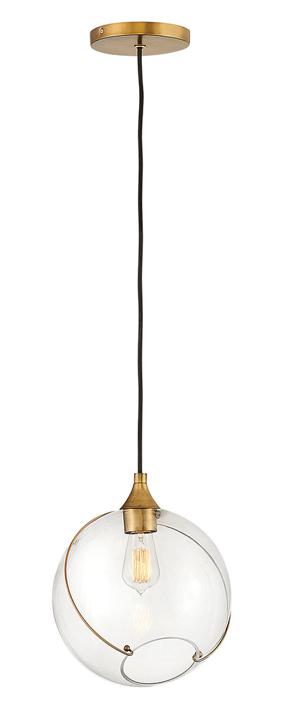 Photos - Chandelier / Lamp Hinkley Lighting 30303R Skye Single Light 11" Wide Lisa McDennon Pendant with Clear Glass Shade Heritage Brass Indoor Lighti 