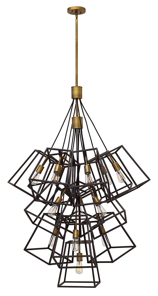 Photos - Chandelier / Lamp Hinkley Lighting 3358 13 Light Large Multi Light Pendant from the Fulton Collection Bronze Indoor Lighting Pendants 3358BZ