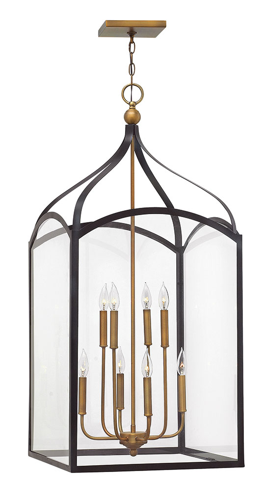 Photos - Chandelier / Lamp Hinkley Lighting 3418 Clarendon 8 Light 20" Wide Full Sized Lantern Pendant with Clear Glass Panels Bronze Indoor Lighting P 