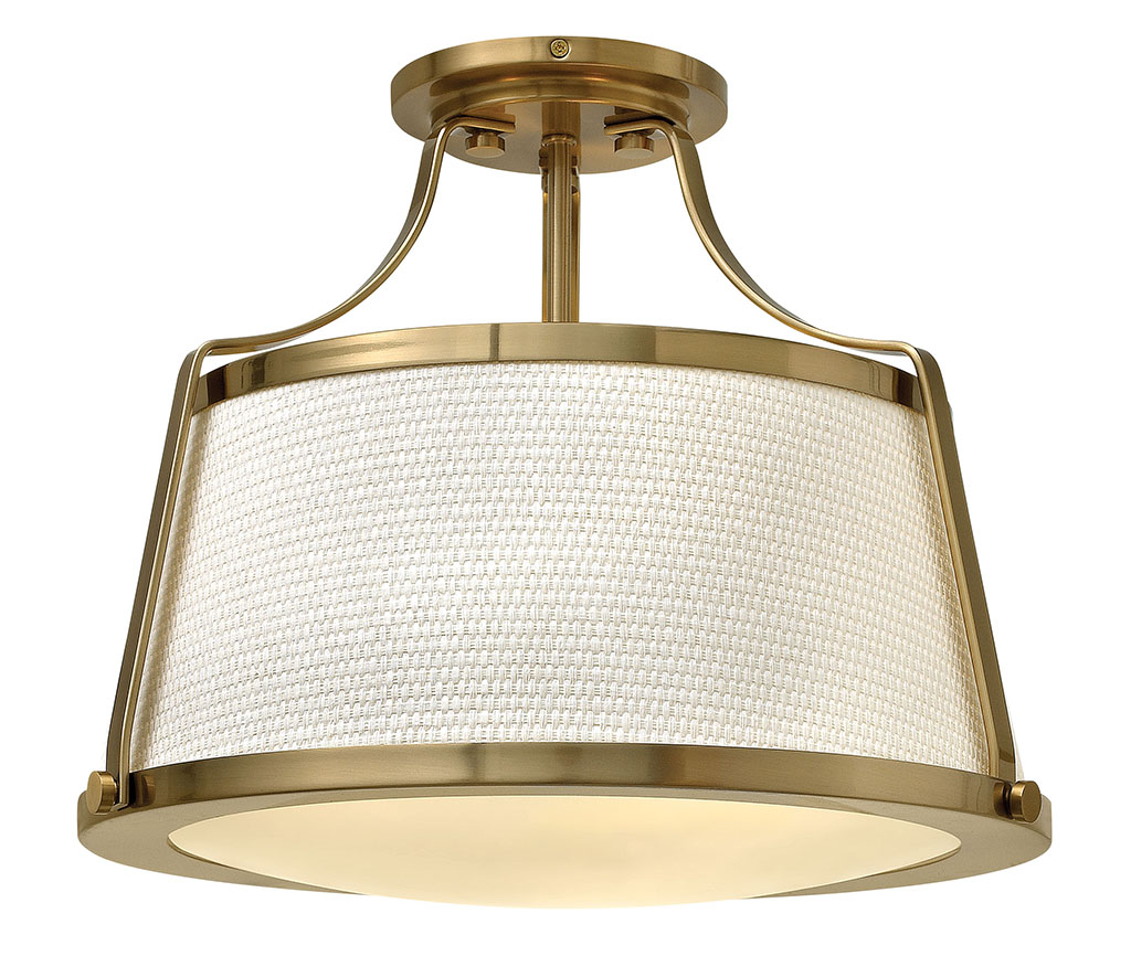Photos - Chandelier / Lamp Hinkley Lighting 3521 Charlotte 1 Light 16" Wide Semi-Flush Ceiling Fixture with Fabric Shade Brushed Caramel Indoor Lightin 