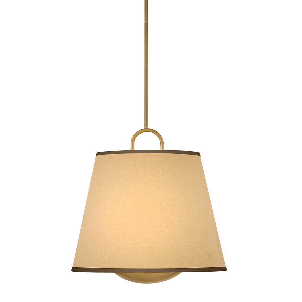 Photos - Chandelier / Lamp Hinkley Lighting 47517 Sonia 3 Light 18" Wide Pendant Lacquered Brass / Light Beige Indoor Lighting Pendants 47517LCB 
