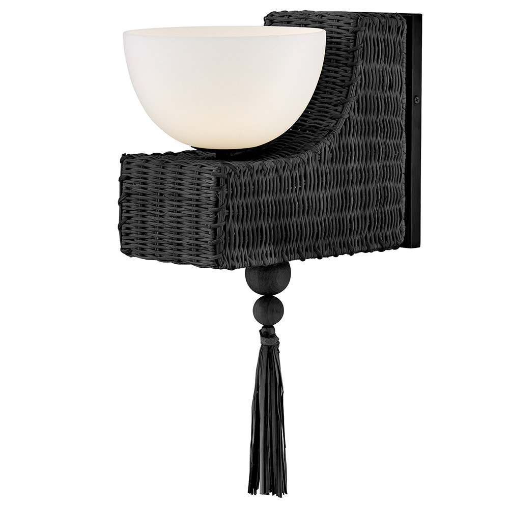 Photos - Chandelier / Lamp Hinkley Lighting 55190-LL Thalia 13" Tall LED Wall Sconce with Etched Opal Glass Shade Black Indoor Lighting Wall Sconces 55