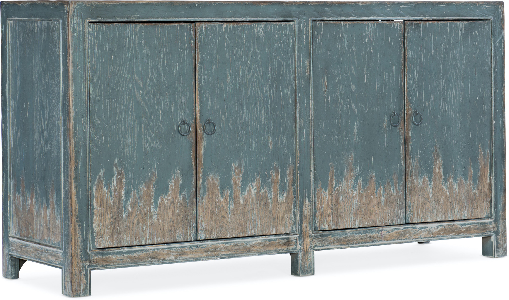Photos - Storage Сabinet Boheme Hooker Furniture 5750-55460  61" Wide 4 Door Belgian Rustic Media Cabinet Console Distressed Antique Blue Indoor Furni 
