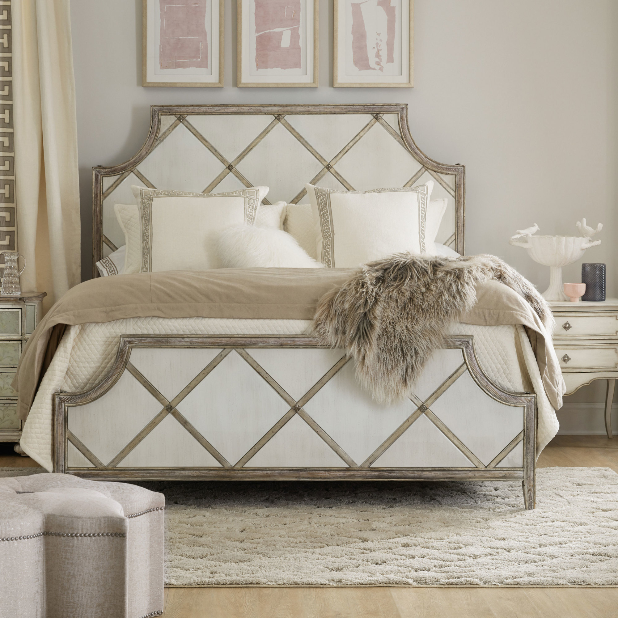 Photos - Other Furniture Modern Hooker Furniture 5875-90366-95 Diamont 80"W French  Luxury King Panel Bed from the Sanctuary 2 Collection Le Sable / M 