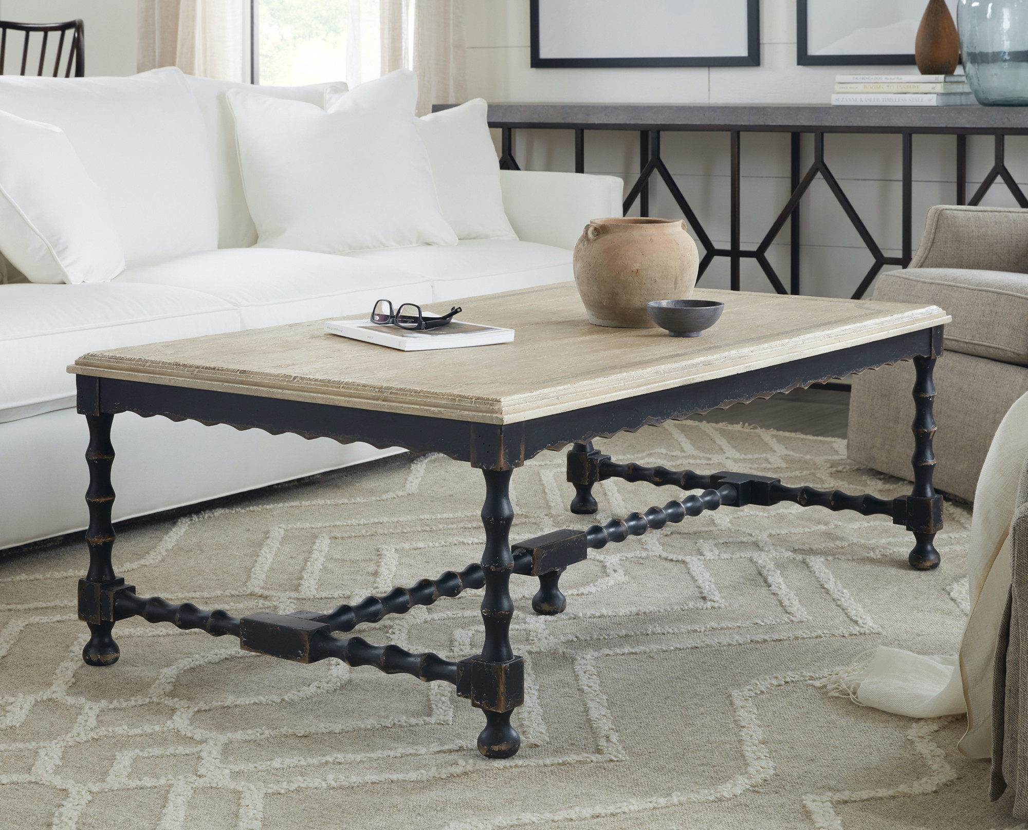 Photos - Coffee Table CIAO Hooker Furniture 5805-80110  Bella 54" Wide French Italian Farmhouse Style Cocktail  Distressed Black / Flak 