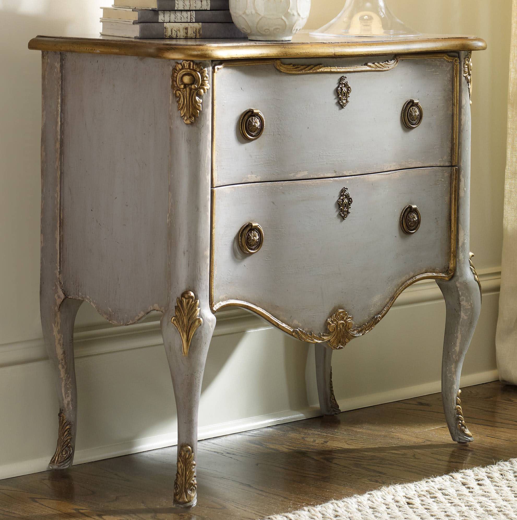 Photos - Dresser / Chests of Drawers Wide Hooker Furniture 500-50-887 30"  Two Drawer Vintage French Country Chest Distressed Gray Indoor Furniture Storage Dresse 