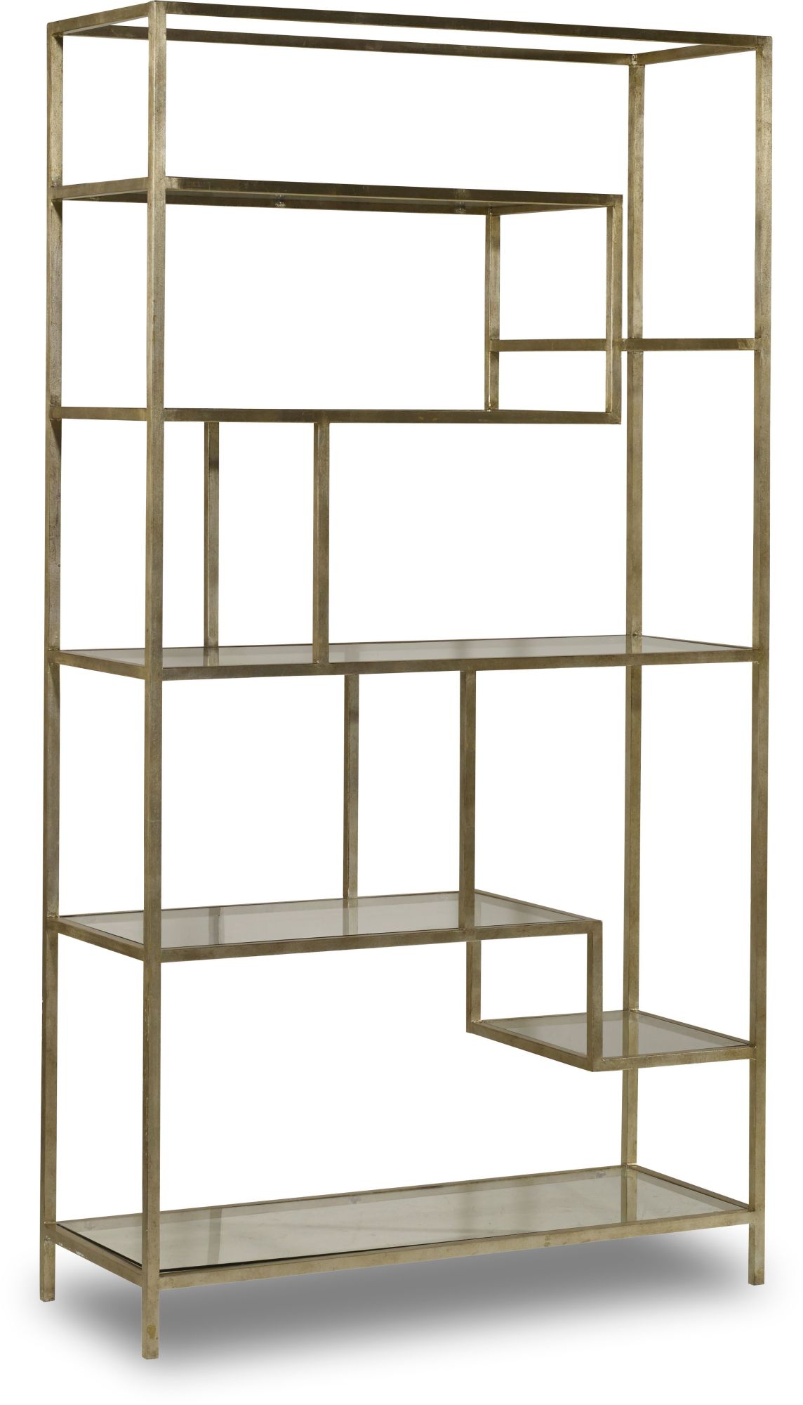Photos - Wardrobe Wide Hooker Furniture 500-50-934 Contemporary 42"  Open Concept Etagere Display Shelf Distressed Silvered Gold Storage and Or 