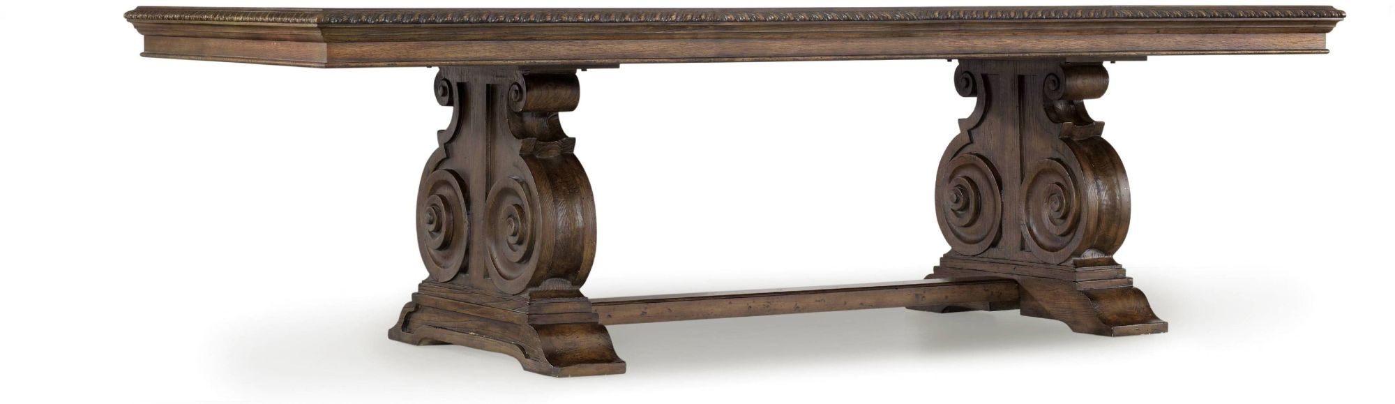 Photos - Dining Table Grand Hooker Furniture 5070-75207 Rhapsody 88" to 128" European Trestle Base with (2) 20" Leaves Rustic Walnut