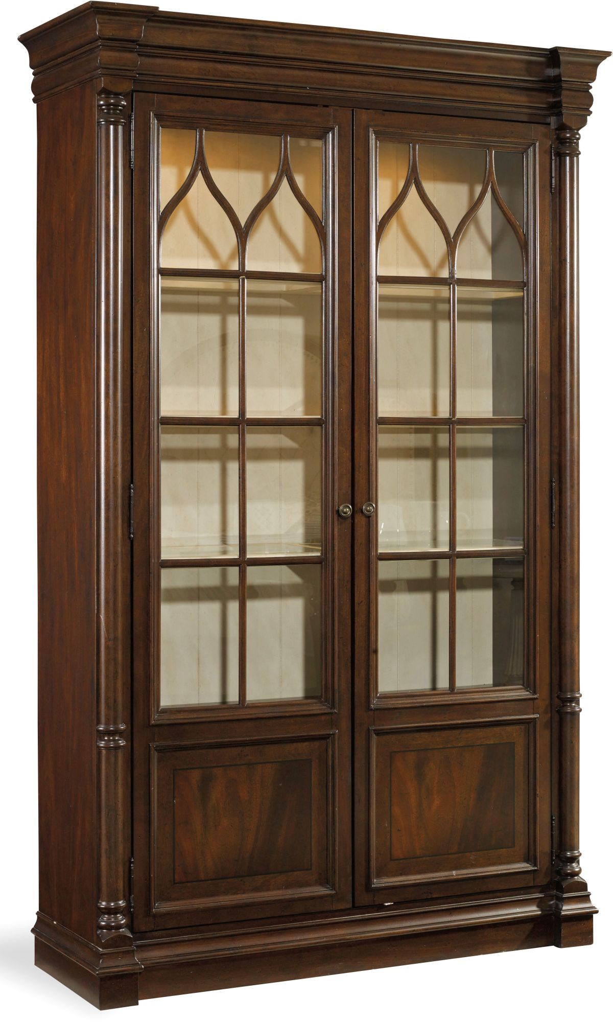 Photos - Wardrobe Inch Hooker Furniture 5381-75906 52  Wide Mahogany Wood Display Cabinet with Glass Doors from the Leesburg Collection Rich Tr 