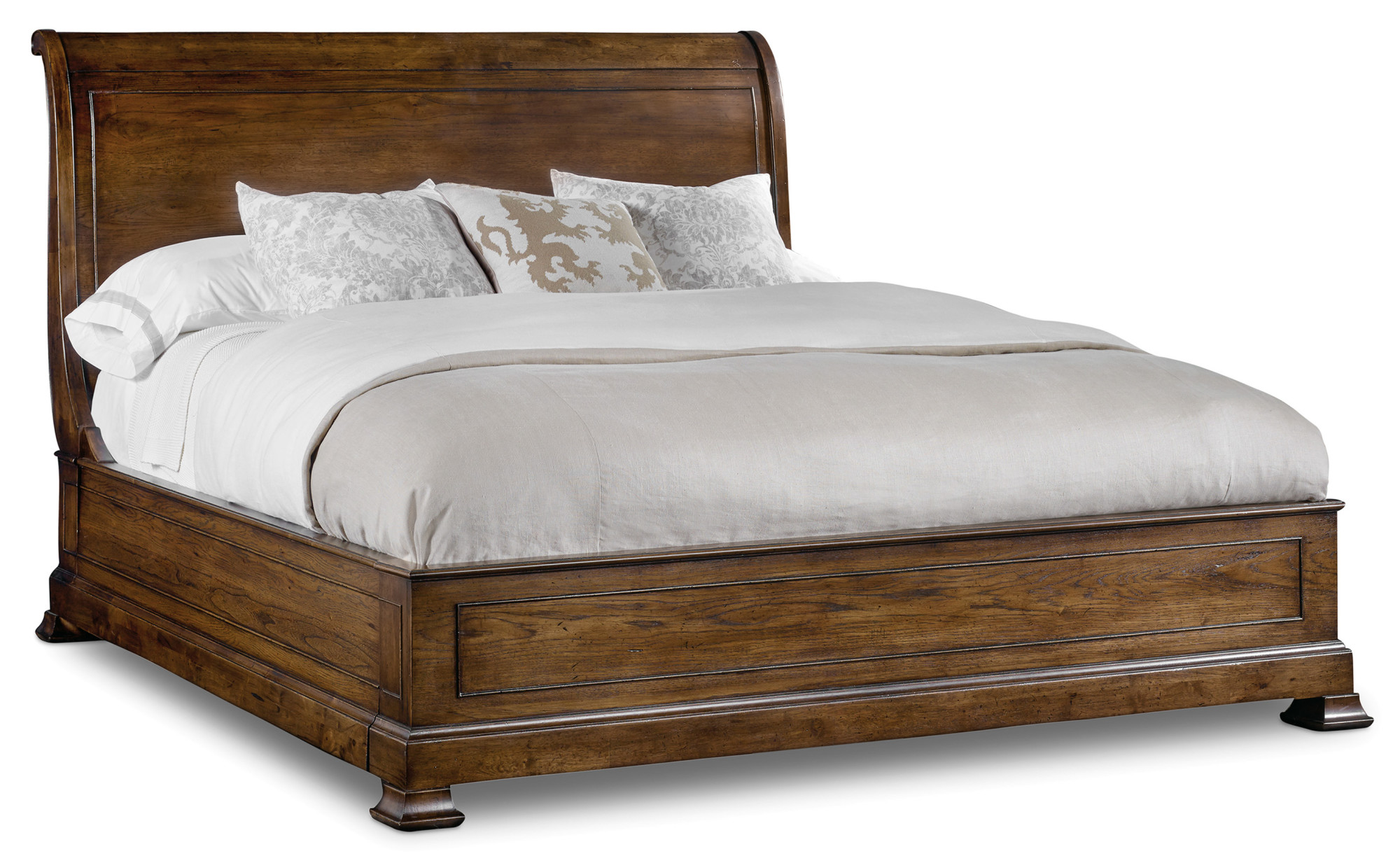 Photos - Bed Frame Wide Hooker Furniture 5447-90450B Archivist 68 1/4"  Queen Size Rubberwood Traditional Style Sleigh Bed Pecky Pecan Indoor Fu 