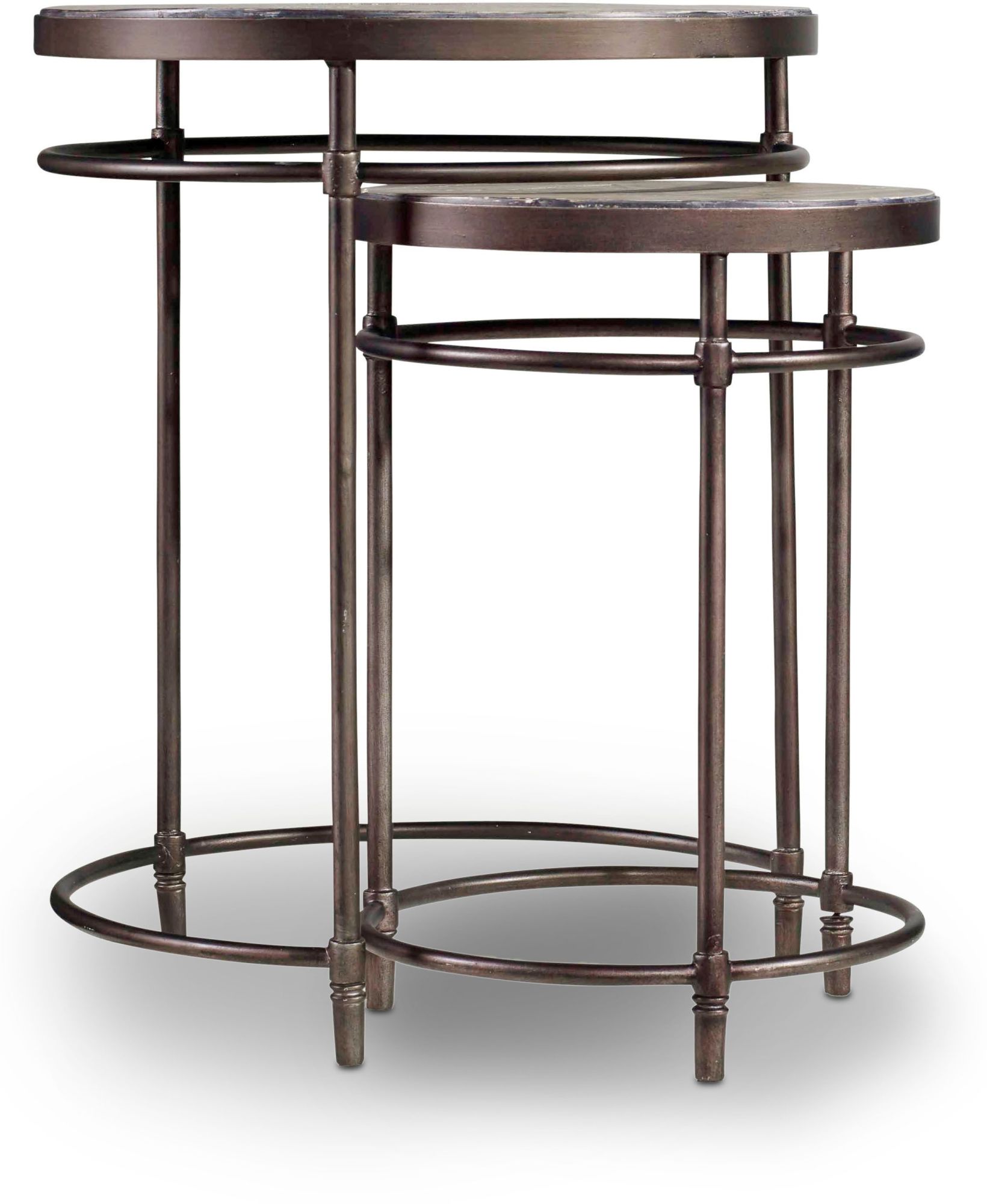 Photos - Coffee Table Inch Hooker Furniture 5601-50001 19 Diameter Acacia Wood Nesting Tables from the Saint Armand Collection Vintage Metallic In